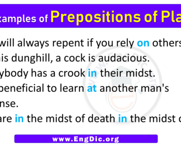 5 Examples of Prepositions of Place