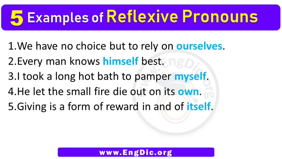 5 Examples Of Reflexive Pronouns In Sentences - EngDic