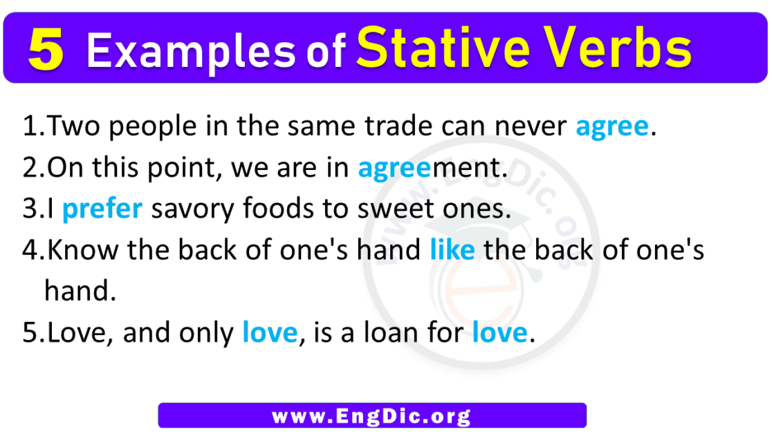 5 Examples of Stative Verbs in Sentences EngDic