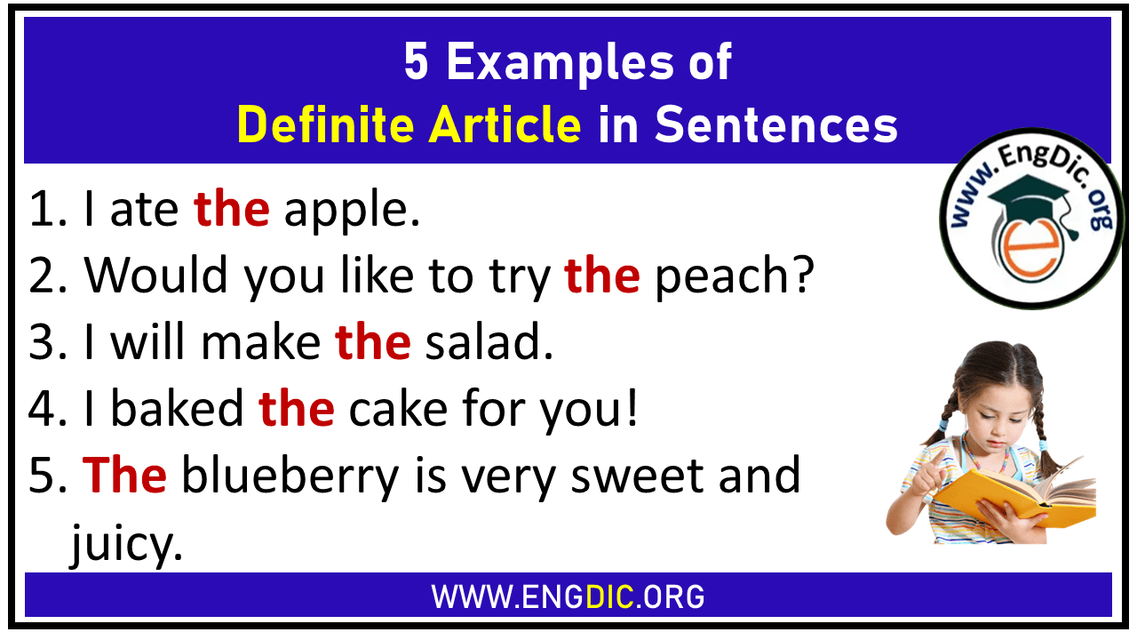 5 examples of definite article