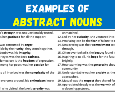 50 Examples of Abstract Nouns in Sentences & Meanings