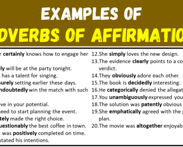 50 Examples of Adverbs of Affirmation in Sentences