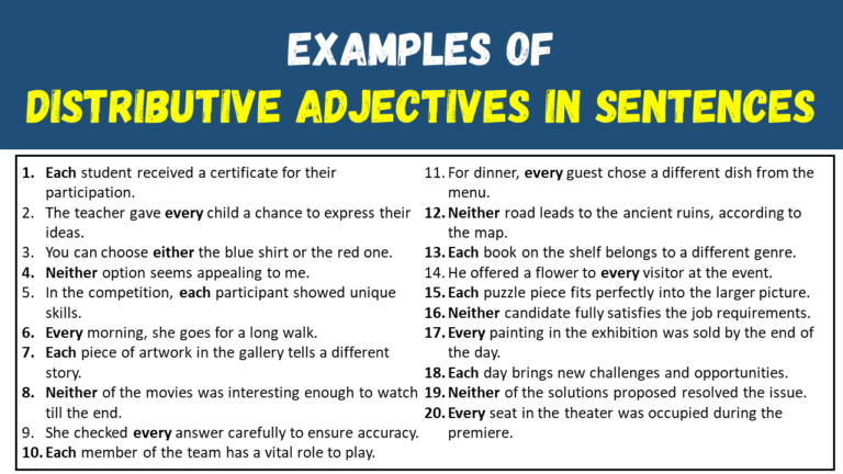 50 Examples of Distributive Adjectives in Sentences - EngDic