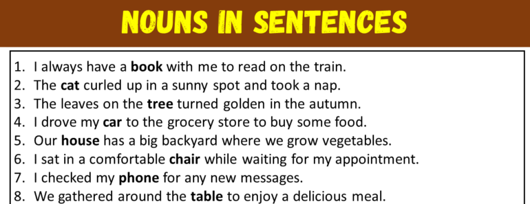 50 Examples of Noun in Sentences