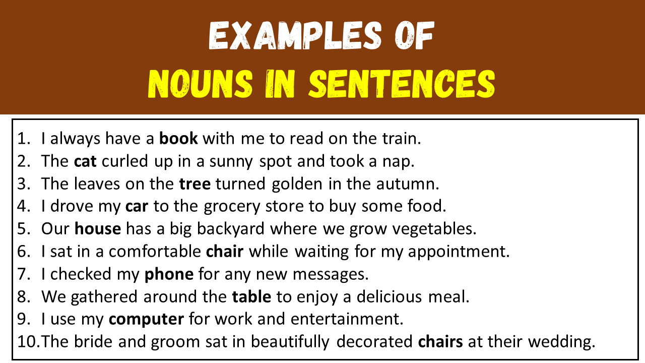 50 Examples of Noun in Sentences