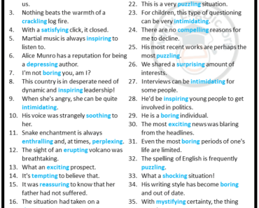 50 Examples of Participial Adjectives in Sentences