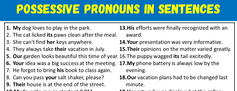 50 Examples of Possessive Adjectives in Sentences