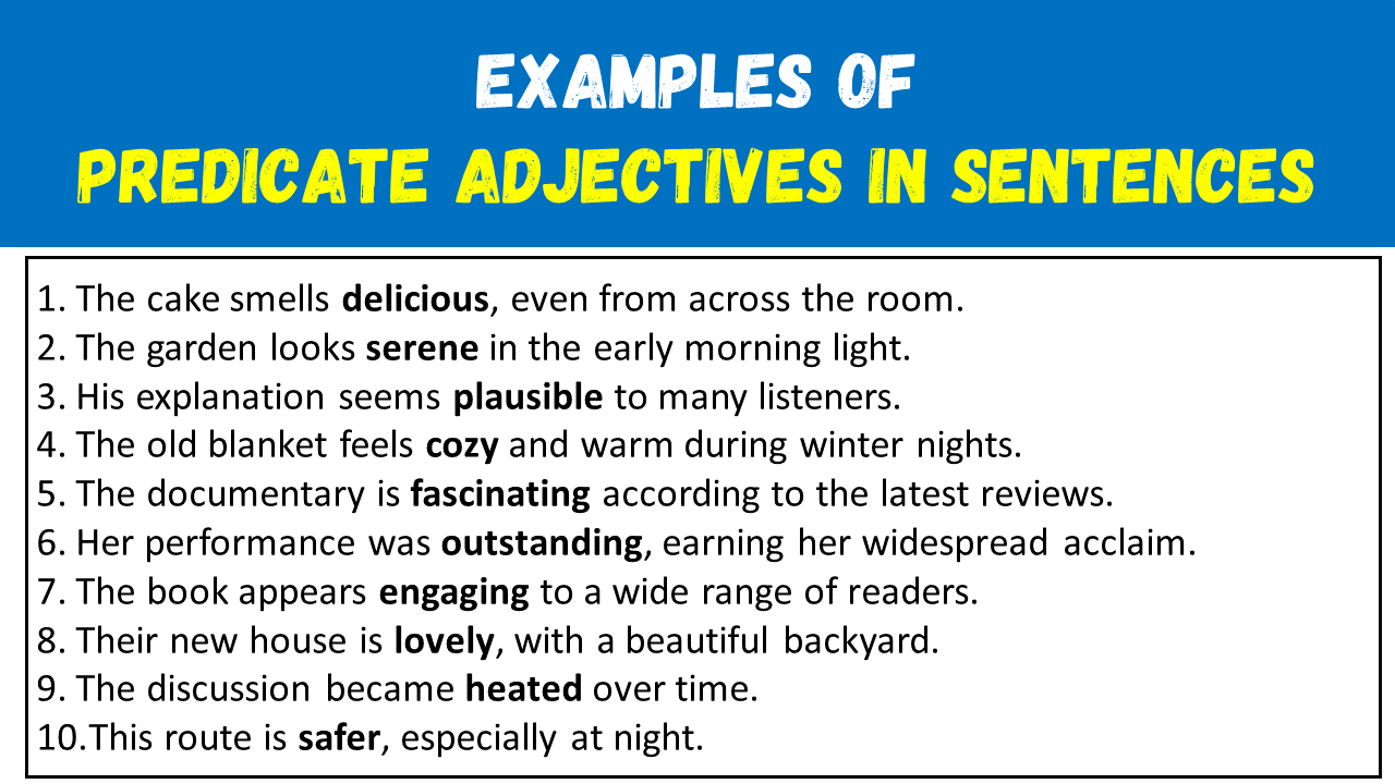 50 Examples of Predicate Adjectives in Sentences