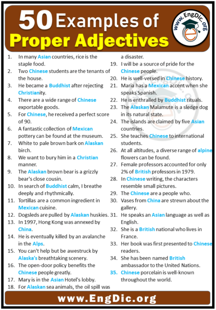 50 Examples Of Proper Adjectives In Sentences Engdic 7738