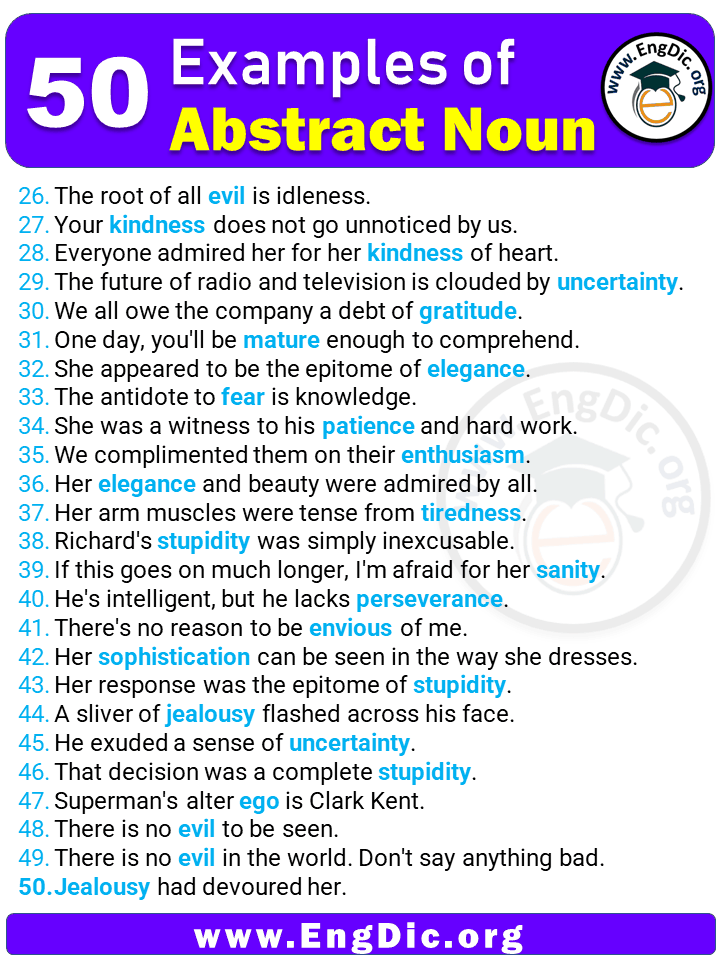 Abstract Noun Sentences For Class 5