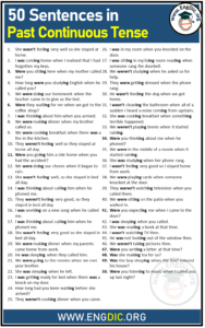 50 Sentences of Past Continuous Tense - EngDic