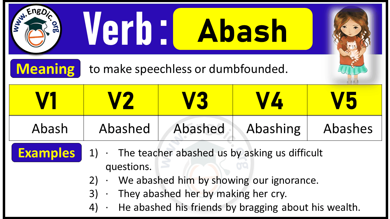 Abash Verb Forms: Past Tense and Past Participle (V1 V2 V3)