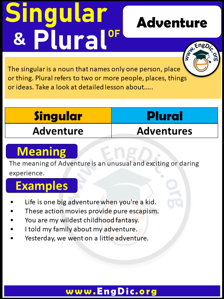 Adventure Plural, What is the plural of Adventure?