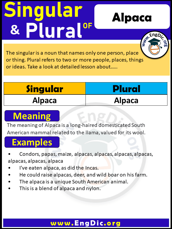 Alpaca Plural, What is the plural of Alpaca?