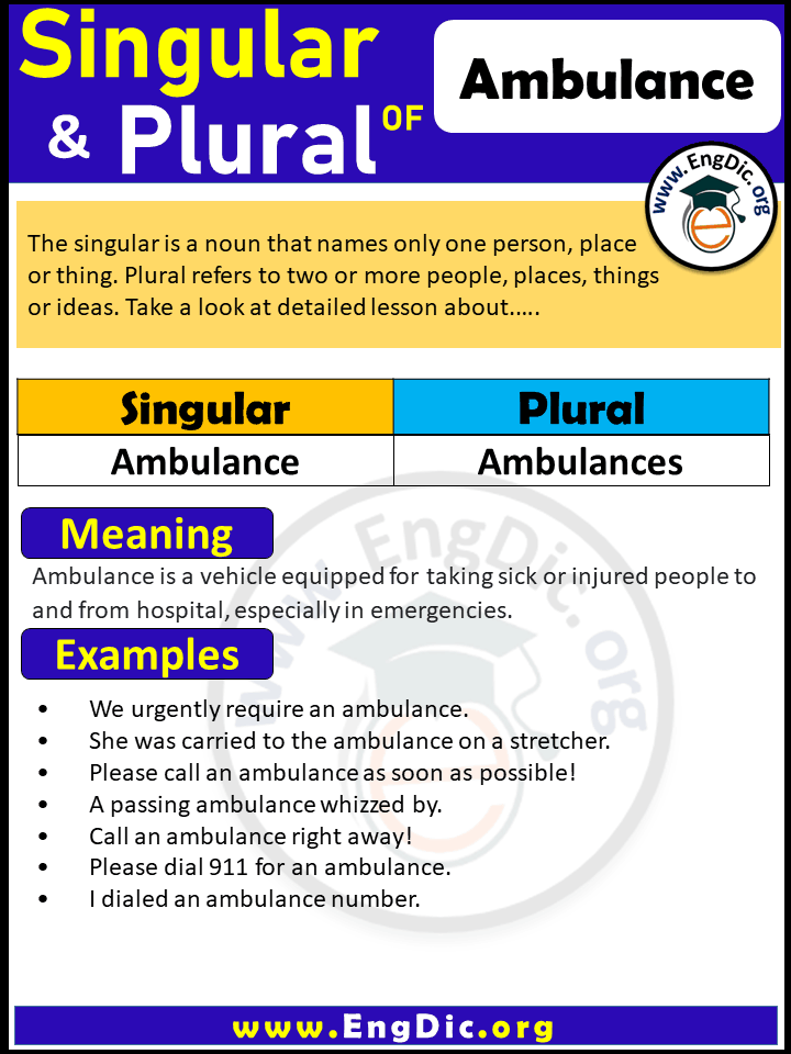 Ambulance Plural, What is the plural of Ambulance?