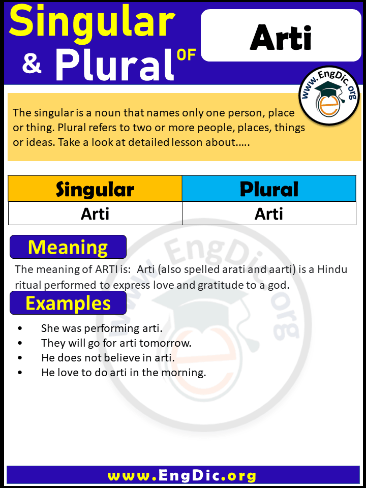 Arti Plural, What is the plural of Arti?