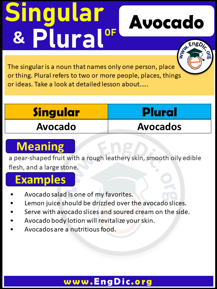 Avocado Plural, What is the plural of Avocado?