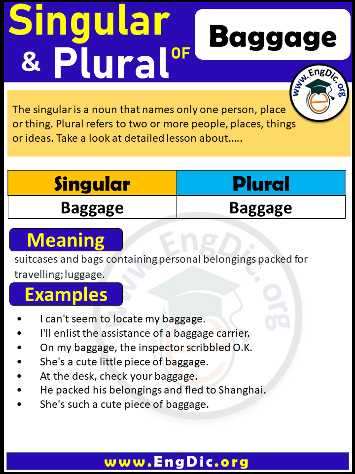 Baggage Plural, What is the plural of Baggage?