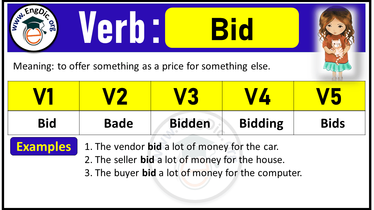 Bid Verb Forms: Past Tense and Past Participle (V1 V2 V3)