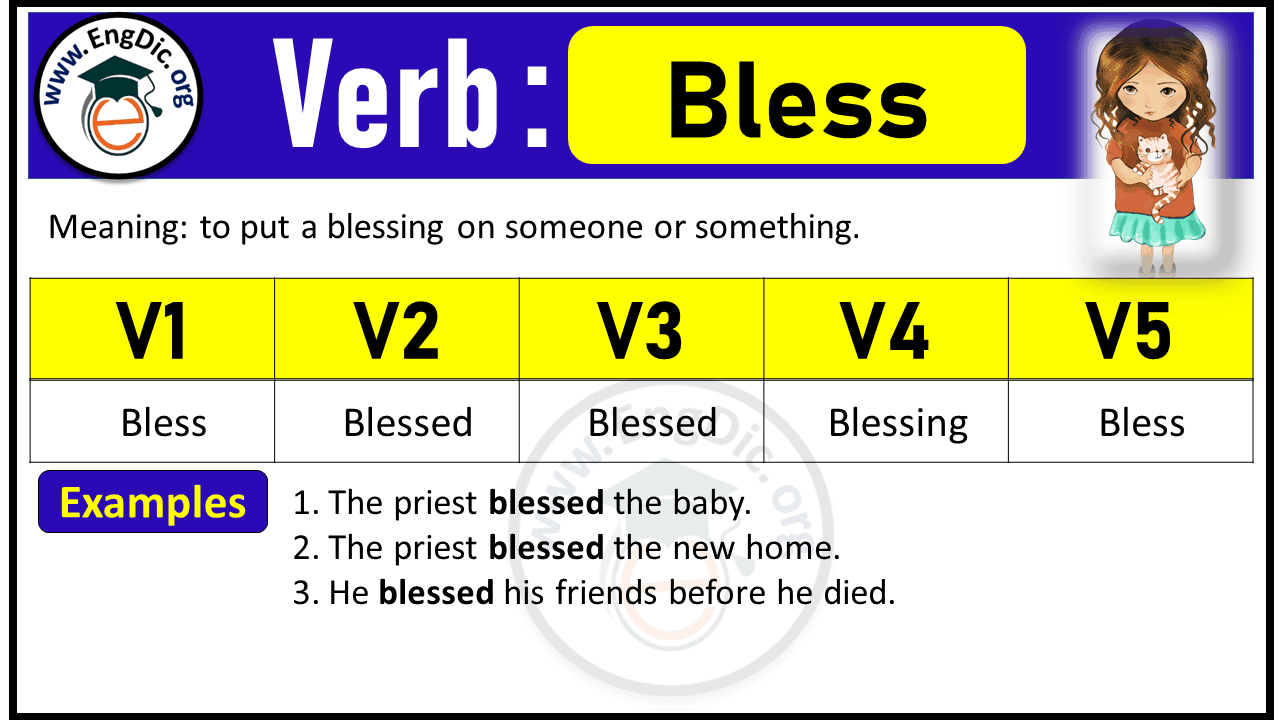 Bless Verb Forms: Past Tense and Past Participle (V1 V2 V3)