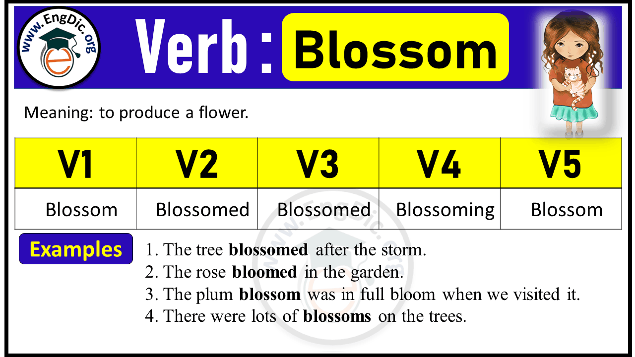 Blossom Verb Forms: Past Tense and Past Participle (V1 V2 V3)