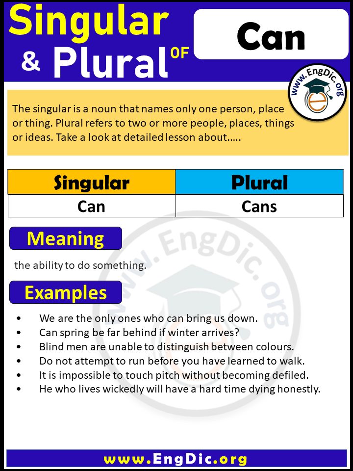 Can Plural, What is the plural of Can?