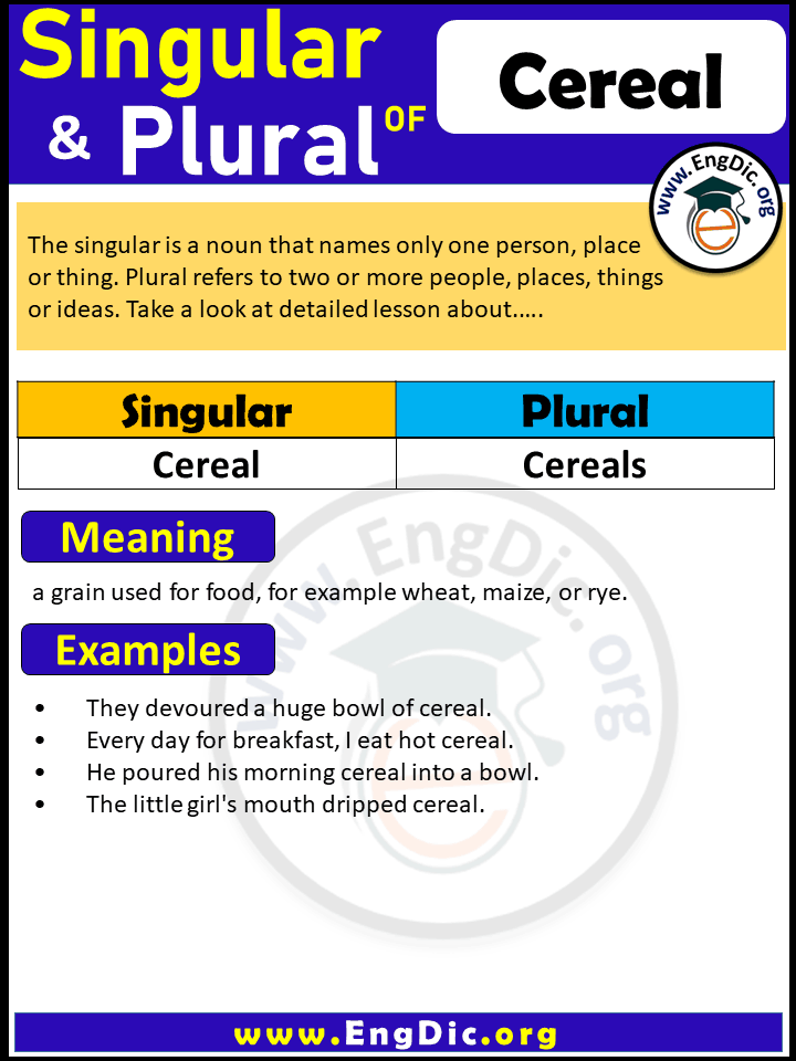 Cereal Plural, What is the Plural of Cereal?