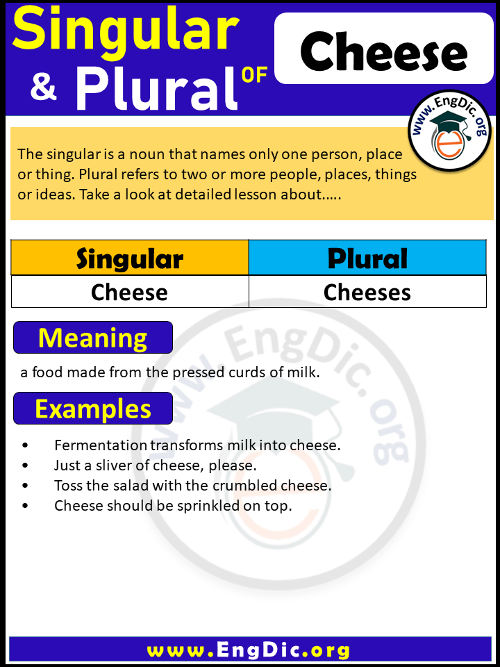 Cheese Plural, What is the plural of Cheese?