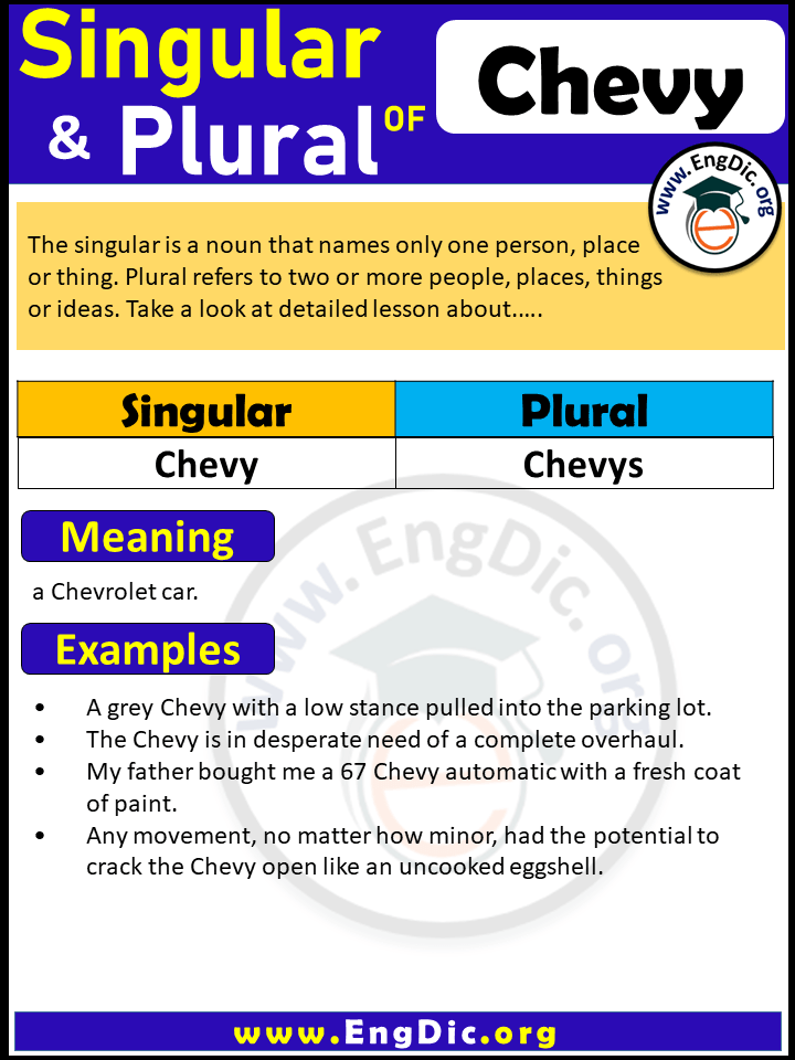 Chevy Plural, What is the Plural of Chevy?