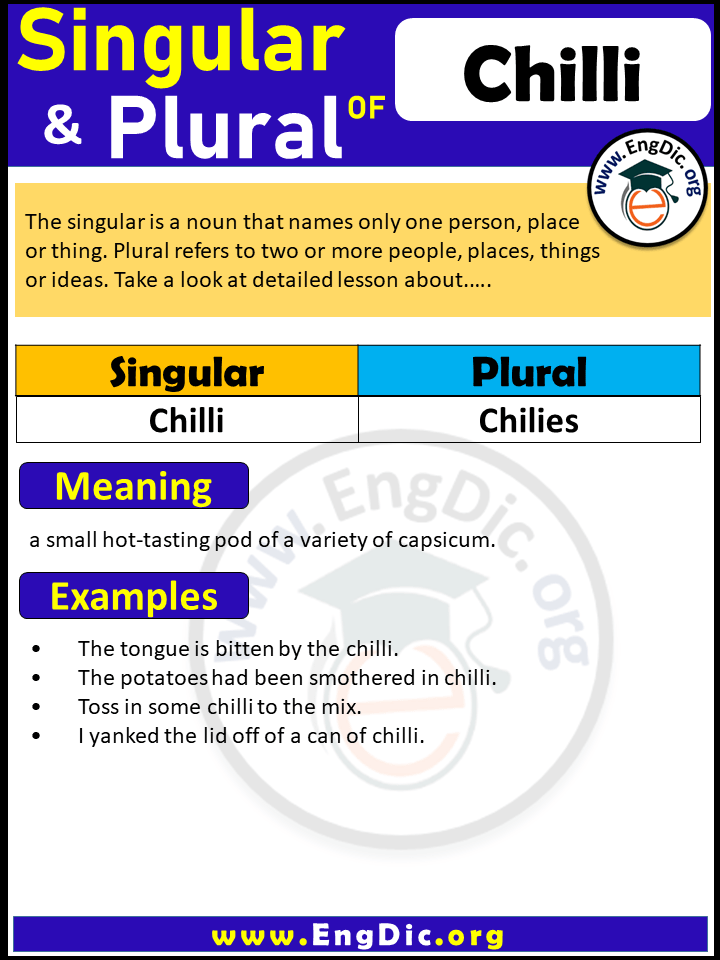 Chilli Plural, What is the plural of Chilli?