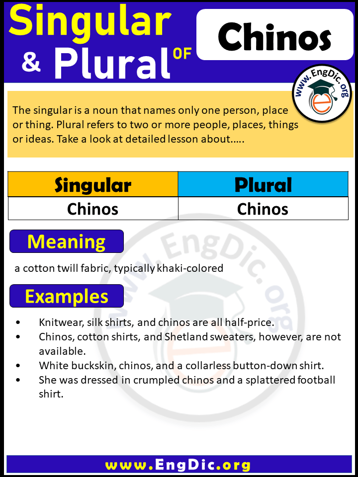 Chinos Plural, What is the Plural of Chinos?