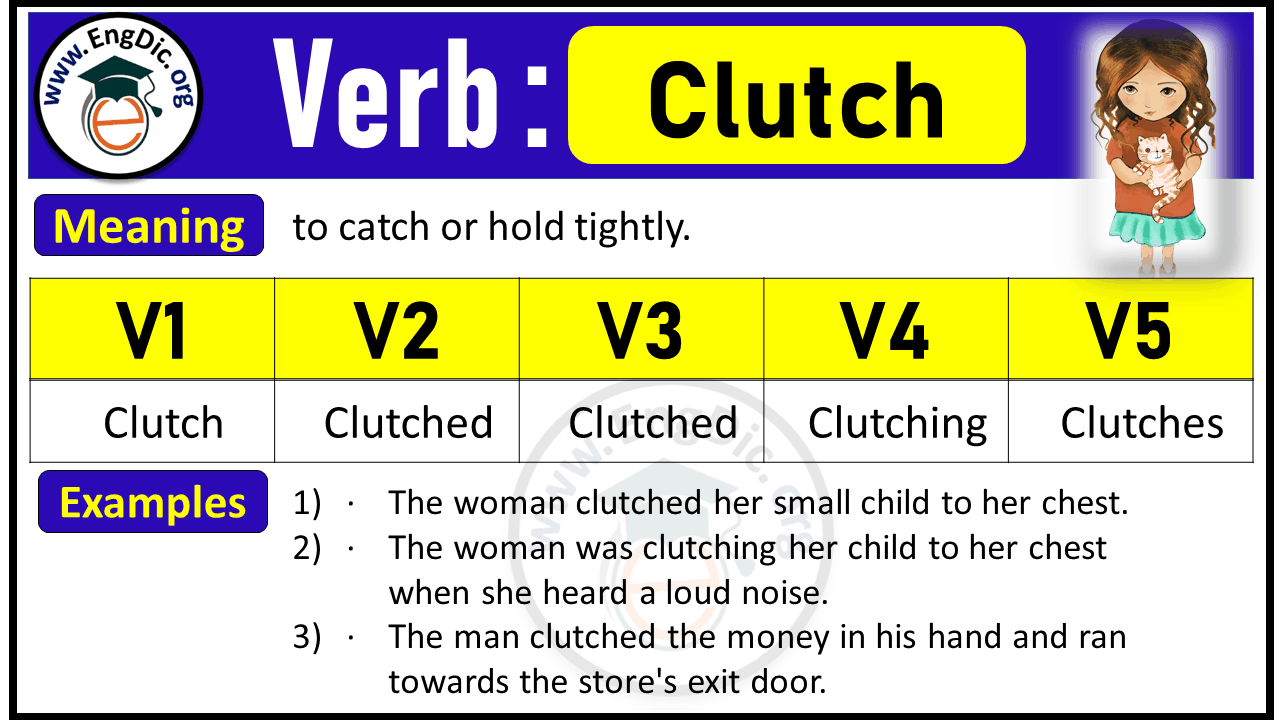 Clutch Past Tense V1 V2 V3 V4 V5 forms of Clutch Past simple and Past participle