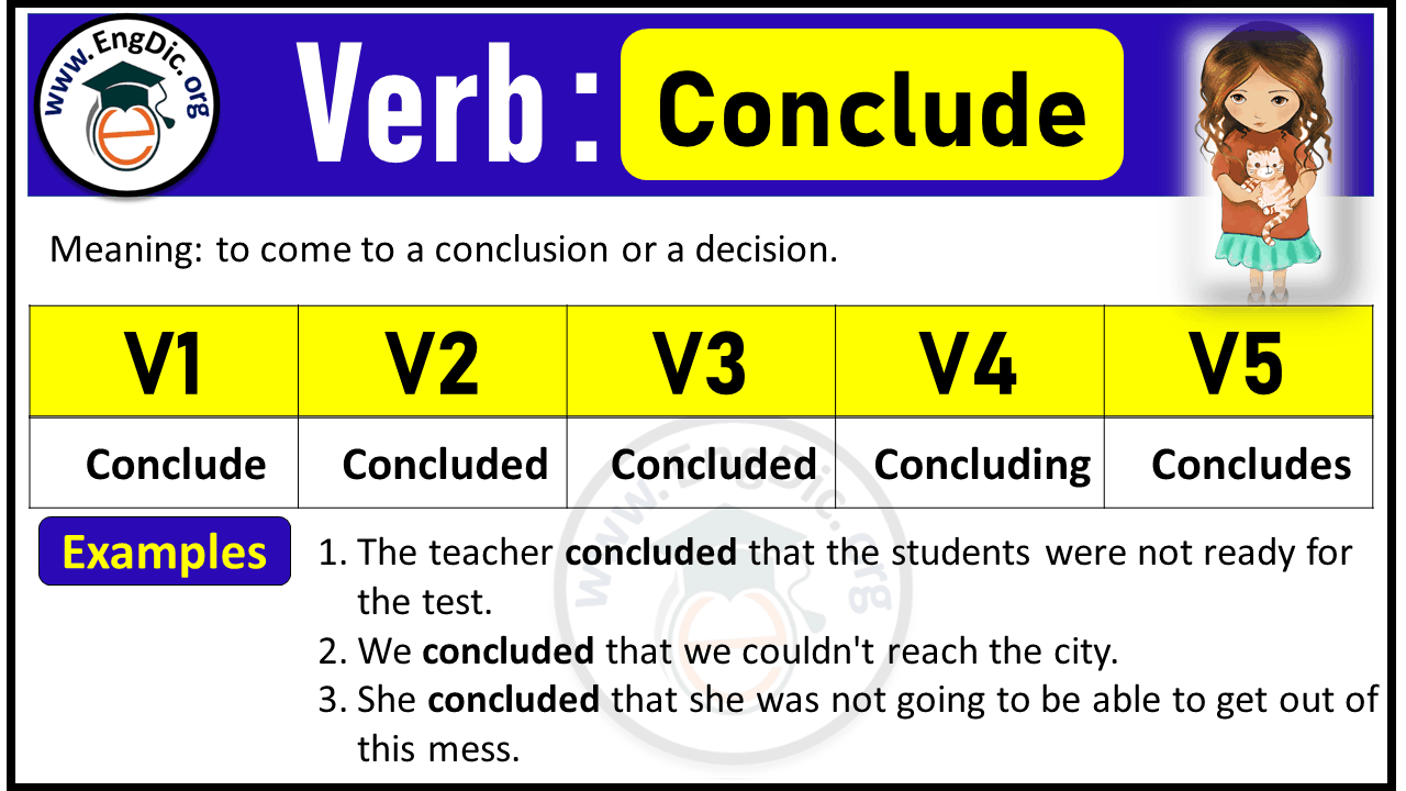 Conclude Verb Forms: Past Tense and Past Participle (V1 V2 V3)