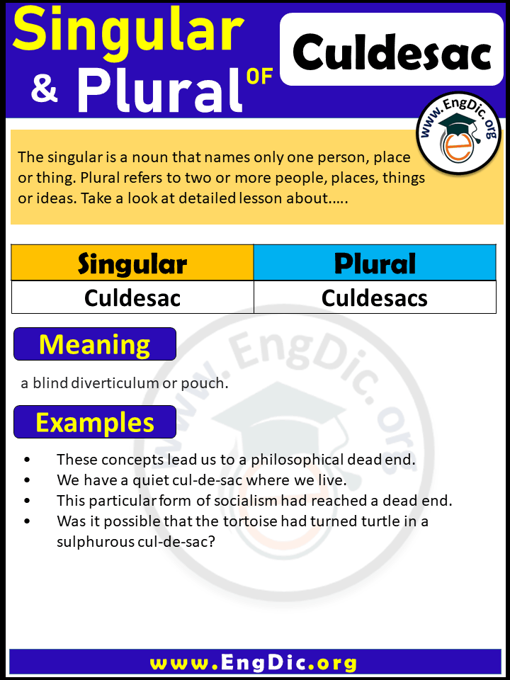 Culdesac Plural, What is the plural of Culdesac?