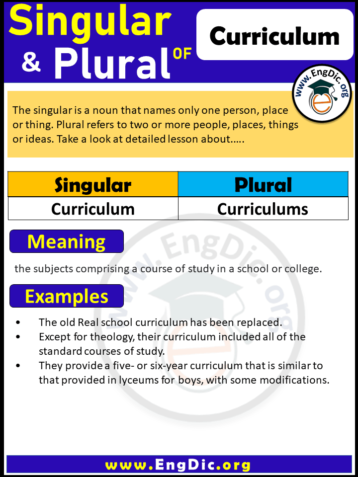 Curriculum  Plural, What is the plural of Curriculum?