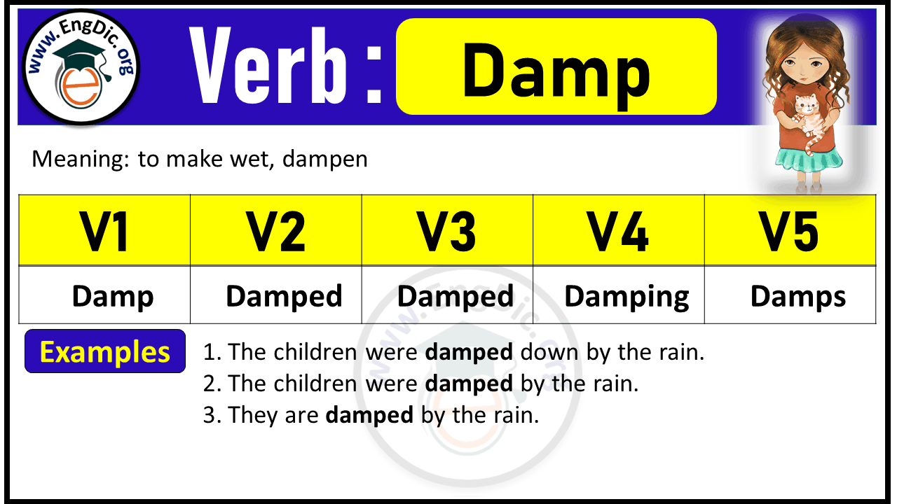 Damp Past Tense, V1 V2 V3 V4 V5 Forms of Damp, Past Simple and Past Participle