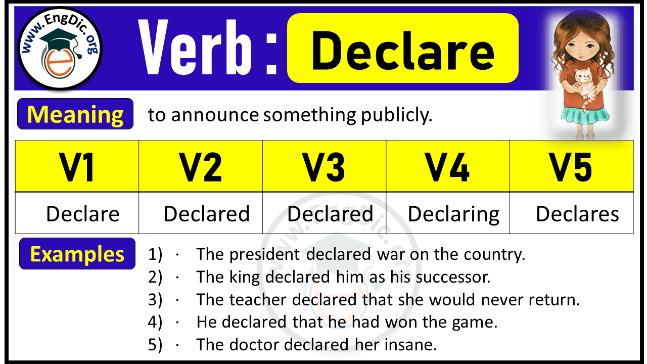 Declare Verb Forms: Past Tense and Past Participle (V1 V2 V3)