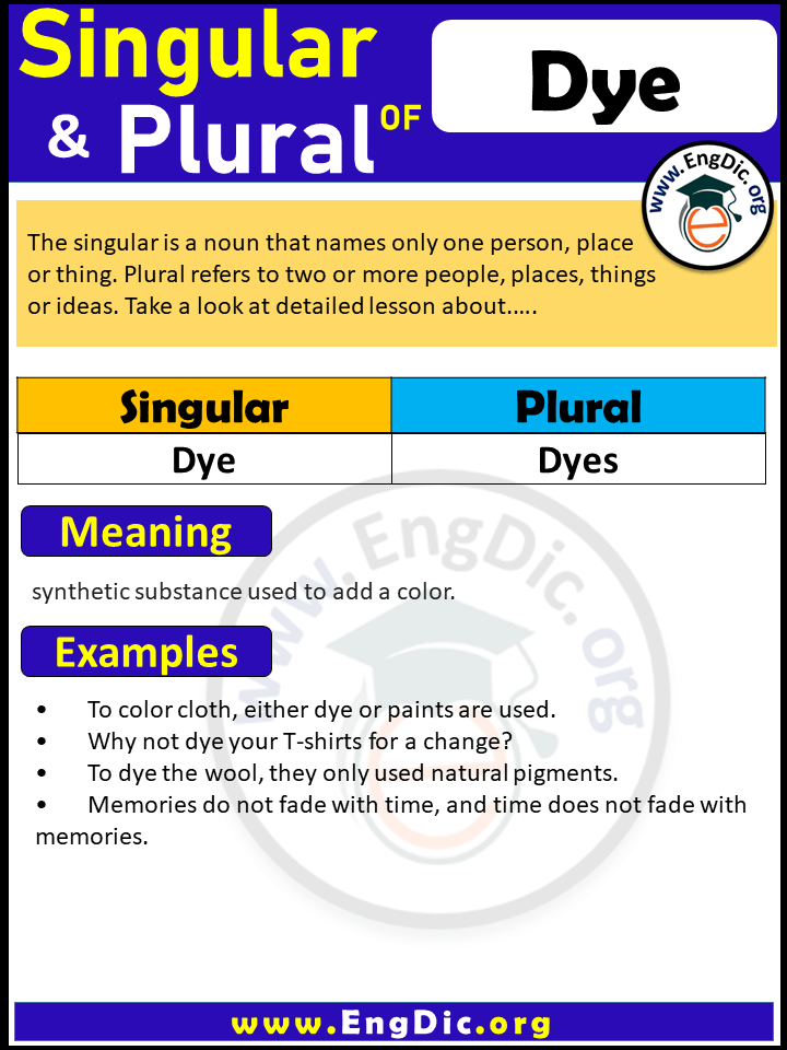 Dye Plural, What is the Plural of Dye?