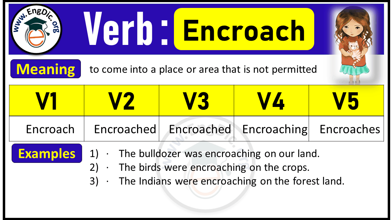 Encroach Verb Forms: Past Tense and Past Participle (V1 V2 V3)