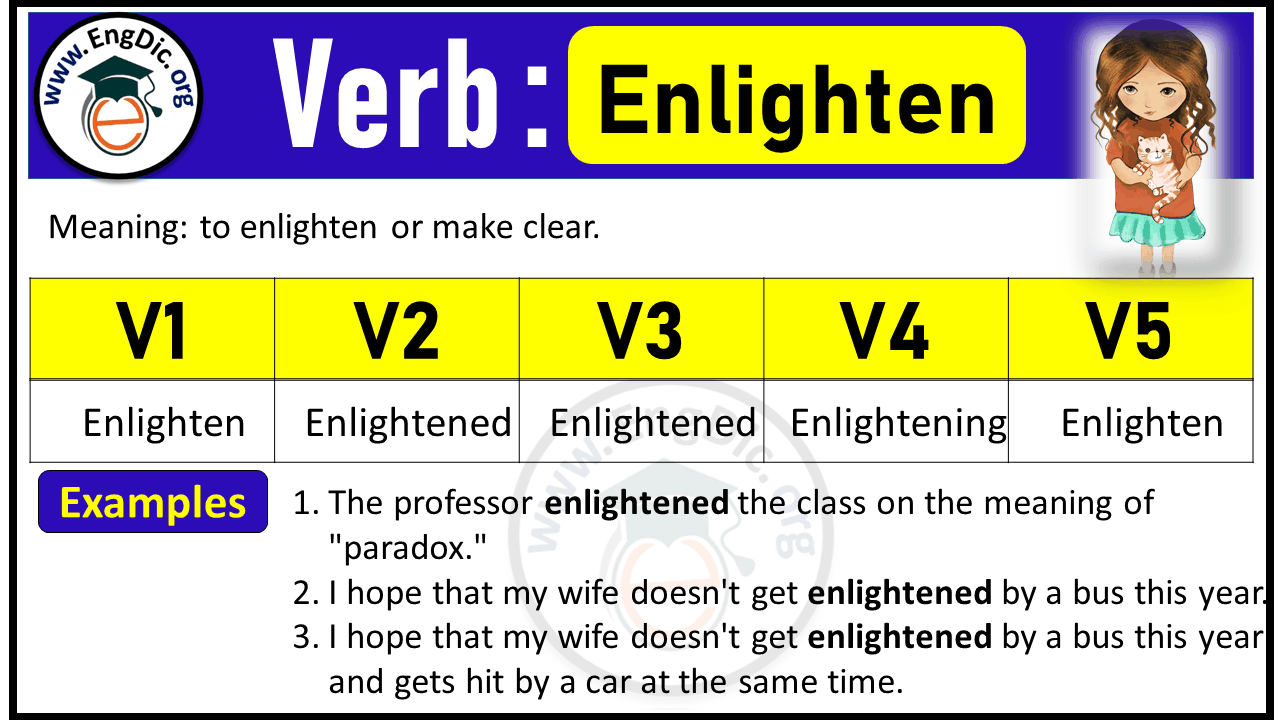 Enlighten Past Tense, v1 v2 v3 V4 V5 Forms of Enlighten, Past Simple and Past Participle