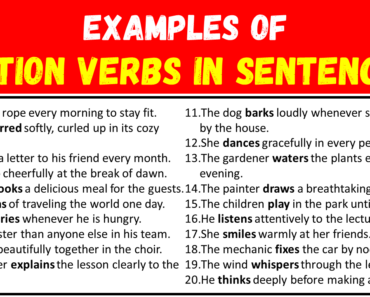 100 Examples of Action Verbs in Sentences