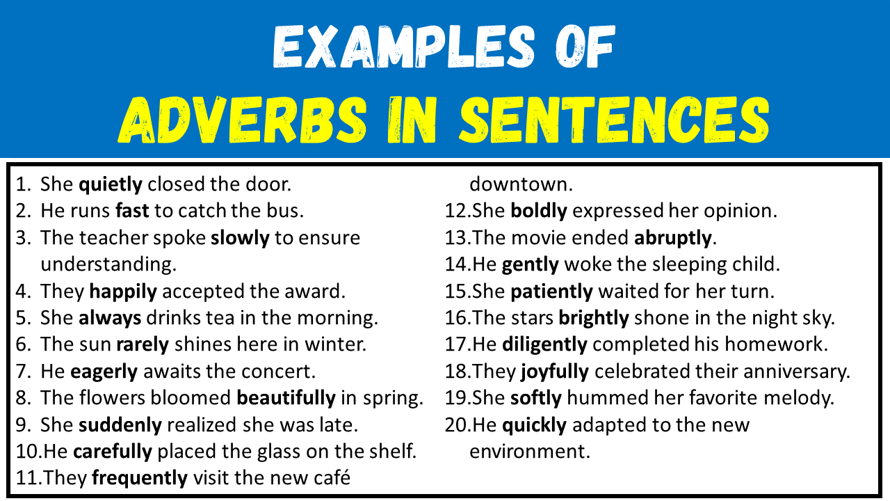 Examples of Adverbs in Sentences