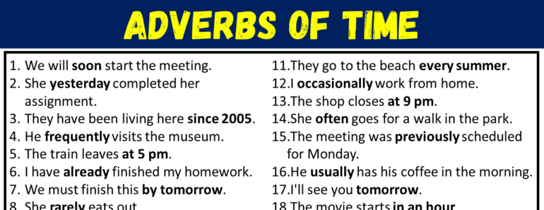 50 Examples of Adverbs of Time in Sentences