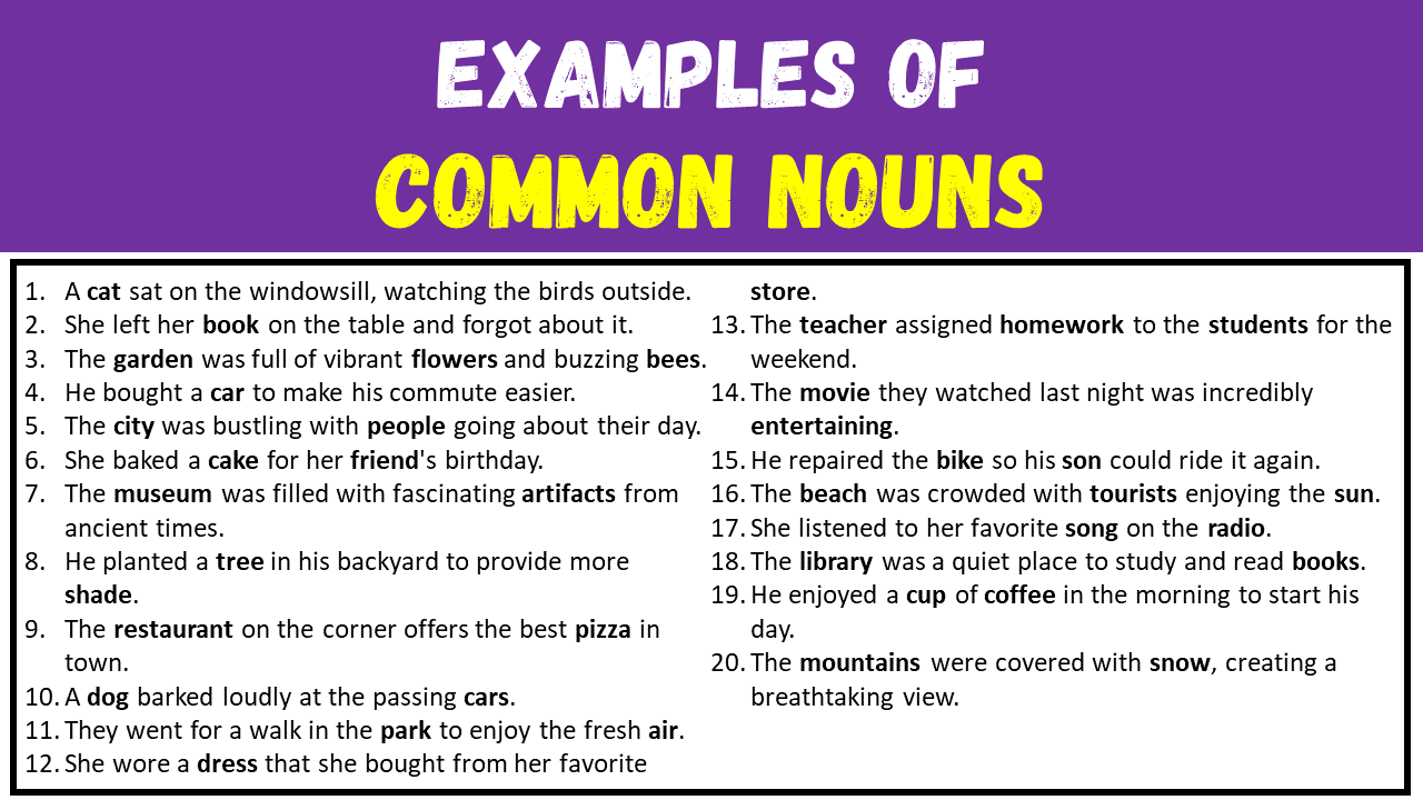 Examples of Common Nouns in Sentences