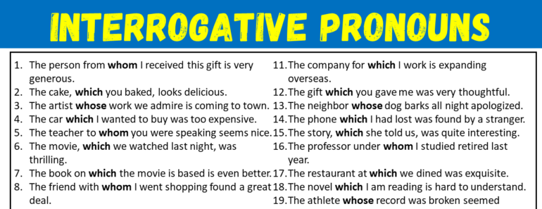 50 Examples of Interrogative Pronouns in Sentences