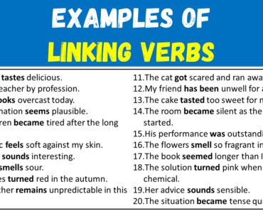 Linking Verbs: 100 Examples of Linking Verbs in Sentences