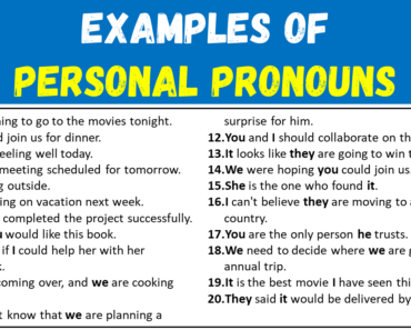 50 Examples of Personal Pronouns in Sentences