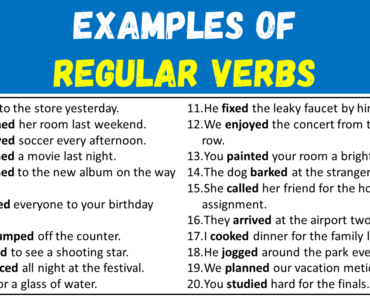 20 Examples of Regular Verbs in Sentences
