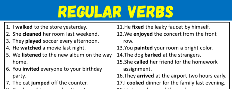 20 Examples of Regular Verbs in Sentences