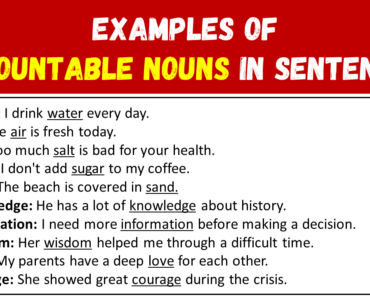 15 Examples of Uncountable Nouns in Sentences